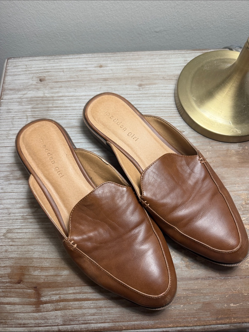 Madden Girl Slip-On Leather Mules